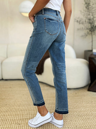 Shop Judy Blue Full Size Mid Rise Rigid Magic Release Hem Jeans - High-Quality U.S. Made Women’s Fashion with Free & Fast Shipping