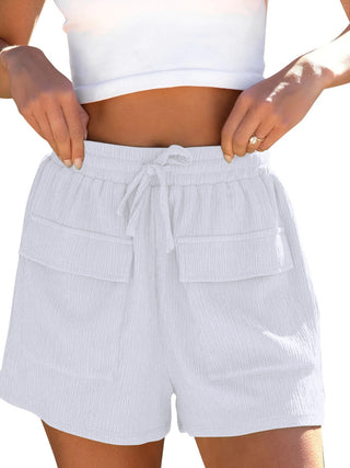 Shop Drawstring High Waist Shorts with Pockets - High-Quality U.S. Made Women’s Fashion with Free Fast Shipping