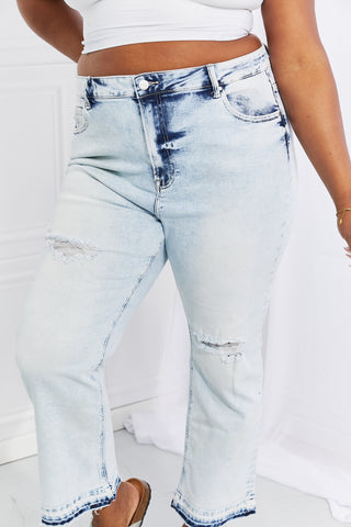 Shop RISEN Full Size Camille Acid Wash Crop Straight Jeans - High-Quality U.S. Made Women’s Fashion with Free & Fast Shipping