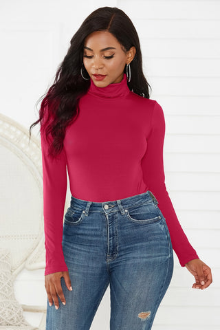 Shop Scarlet Turtleneck Long Sleeve Bodysuit - High-Quality U.S. Made Women’s Fashion with Free & Fast Shipping