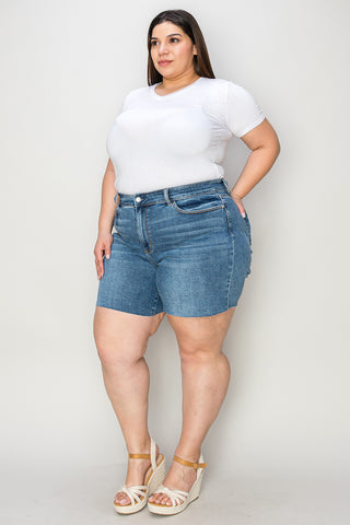 Shop Judy Blue Full Size High Waist Slim Denim Shorts - High-Quality U.S. Made Women’s Fashion with Free & Fast Shipping