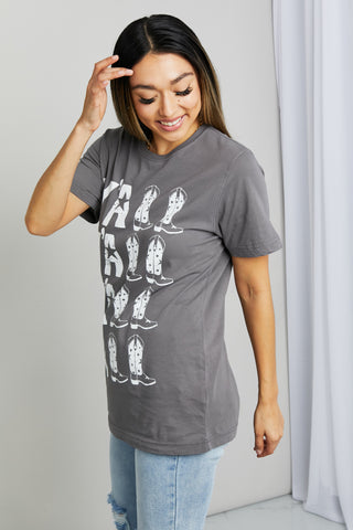 Shop Charcoal mineB Full Size Y'ALL Cowboy Boots Graphic Tee - High-Quality U.S. Made Women’s Fashion with Free & Fast Shipping