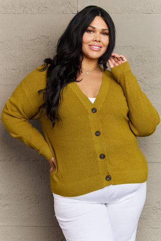 Shop Yellow-Green Zenana Kiss Me Tonight Full Size Button Down Cardigan in Chartreuse - High-Quality U.S. Made Women’s Fashion with Free & Fast Shipping