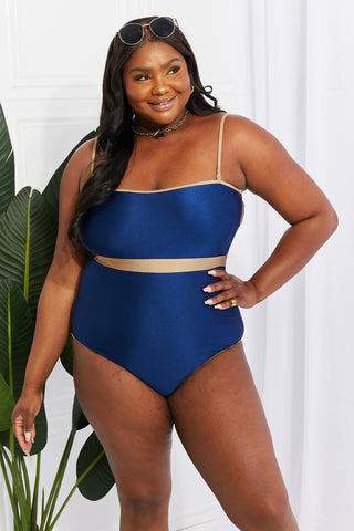 Shop Marina West Swim Wave Break Contrast Trim One-Piece - High-Quality U.S. Made Women’s Fashion with Free Fast Shipping