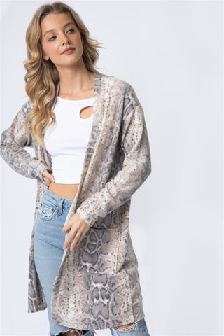 Shop Cherish Apparel Animal Print Flannel Open Front Longline Cardigan - High-Quality U.S. Made Women’s Fashion with Free & Fast Shipping