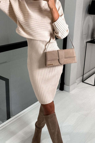 Shop Ribbed Round Neck Top and Cami Dress Sweater Set - High-Quality U.S. Made Women’s Fashion with Free & Fast Shipping