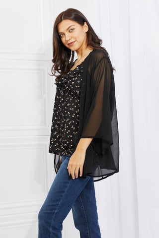 Shop Melody Just Breathe Full Size Chiffon Kimono in Black - High-Quality U.S. Made Women’s Fashion with Free & Fast Shipping