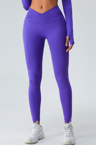 Shop Blue Purple High Waist Active Pants - High-Quality U.S. Made Women’s Fashion with Free & Fast Shipping