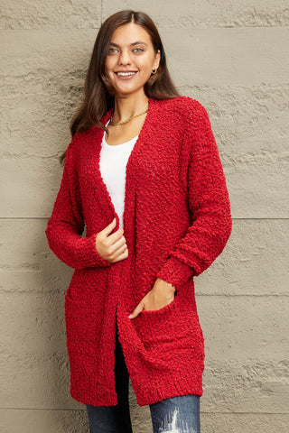 Shop Zenana Falling For You Full Size Open Front Popcorn Cardigan - High-Quality U.S. Made Women’s Fashion with Free & Fast Shipping