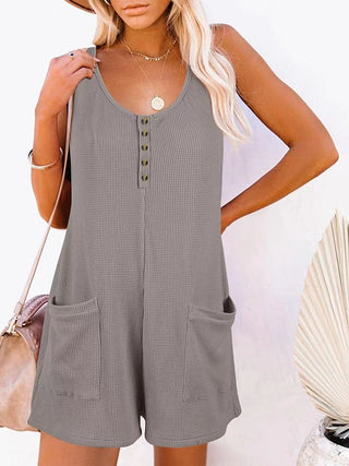 Shop Full Size Pocketed Scoop Neck Sleeveless Romper - High-Quality U.S. Made Women’s Fashion with Free & Fast Shipping