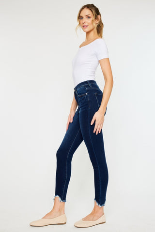 Shop Kancan Full Size High Rise Frayed Ankle Skinny Jeans - High-Quality U.S. Made Women’s Fashion with Free & Fast Shipping