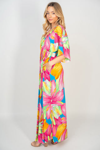 Shop White Birch Printed V-Neck Maxi Dress with Pockets - High-Quality U.S. Made Women’s Fashion with Free & Fast Shipping