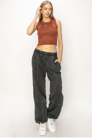 Shop BLACK HYFVE Stitched Design Drawstring Sweatpants - High-Quality U.S. Made Women’s Fashion with Free & Fast Shipping