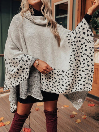 Shop Leopard Turtleneck Poncho - High-Quality U.S. Made Women’s Fashion with Free Fast Shipping