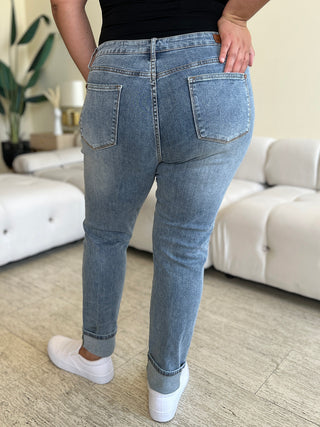 Shop Judy Blue Full Size High Waist Cuff Hem Jeans - High-Quality U.S. Made Women’s Fashion with Free & Fast Shipping