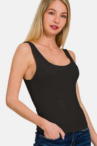 Shop Zenana Double Layer Round Neck Tank - High-Quality U.S. Made Women’s Fashion with Free Fast Shipping