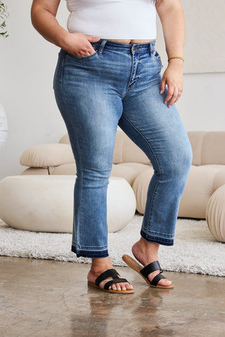 Shop Judy Blue Full Size Release Hem Cropped Bootcut Jeans - High-Quality U.S. Made Women’s Fashion with Free & Fast Shipping