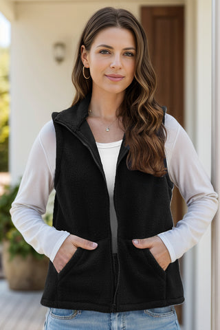 Shop Zip Up Vest Coat with Pockets - High-Quality U.S. Made Women’s Fashion with Free Fast Shipping