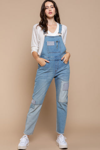 Shop POL Front Chest Zipper Slim Leg Denim Overalls - High-Quality U.S. Made Women’s Fashion with Free Fast Shipping