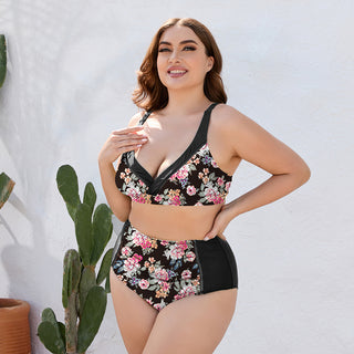 Shop Plus Size Floral High Waist Two-Piece Swim Set - High-Quality U.S. Made Women’s Fashion with Free Fast Shipping