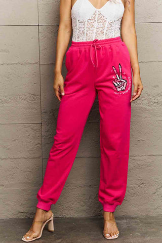 Shop Hot Pink Simply Love Simply Love Full Size Drawstring DAY YOU DESERVE Graphic Long Sweatpants - High-Quality U.S. Made Women’s Fashion with Free & Fast Shipping