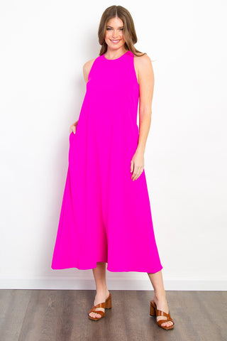 Shop Magenta Be Stage Midi Tank Dress with Pockets - High-Quality U.S. Made Women’s Fashion with Free & Fast Shipping