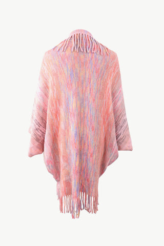 Shop Multicolored Fringe Trim Poncho - High-Quality U.S. Made Women’s Fashion with Free Fast Shipping