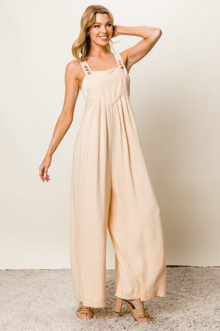 Shop BiBi Texture Sleeveless Wide Leg Jumpsuit - High-Quality U.S. Made Women’s Fashion with Free & Fast Shipping