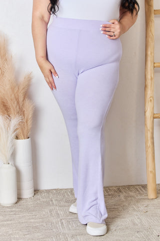 Shop RISEN Full Size High Waist Ultra Soft Knit Flare Pants - High-Quality U.S. Made Women’s Fashion with Free & Fast Shipping