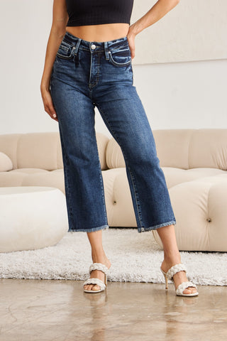 Shop RFM Full Size Tummy Control High Waist Raw Hem Jeans - High-Quality U.S. Made Women’s Fashion with Free Fast Shipping