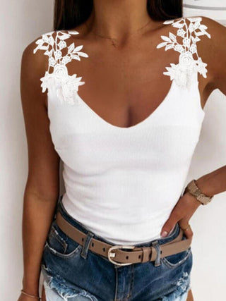 Shop Full Size Lace Detail Scoop Neck Tank - High-Quality U.S. Made Women’s Fashion with Free Fast Shipping