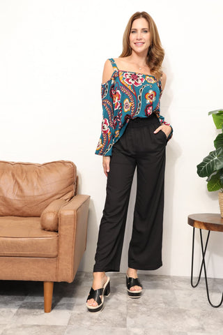 Shop Sew In Love Full Size Floral Cold Shoulder Blouse - High-Quality U.S. Made Women’s Fashion with Free & Fast Shipping