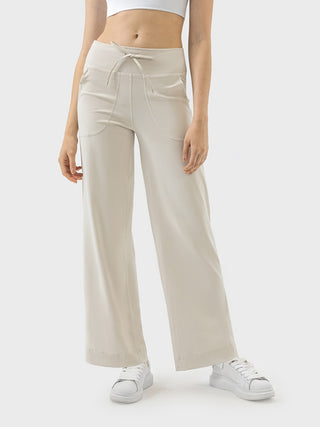 Shop Cream Drawstring Active Pants with Pockets - High-Quality U.S. Made Women’s Fashion with Free & Fast Shipping