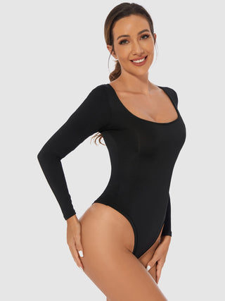 Shop Full Size Scoop Neck Long Sleeve Bodysuit - High-Quality U.S. Made Women’s Fashion with Free & Fast Shipping