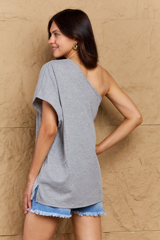 Shop Ninexis in My Groove One Shoulder Loose Top - High-Quality U.S. Made Women’s Fashion with Free & Fast Shipping