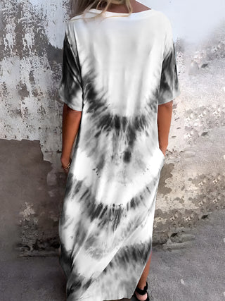 Shop Full Size Pocketed Tie-Dye Short Sleeve Dress - High-Quality U.S. Made Women’s Fashion with Free & Fast Shipping