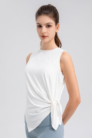 Shop Slit Round Neck Tank - High-Quality U.S. Made Women’s Fashion with Free & Fast Shipping