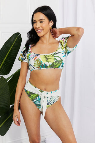 Shop Marina West Swim Vacay Ready Puff Sleeve Bikini in Floral - High-Quality U.S. Made Women’s Fashion with Free Fast Shipping