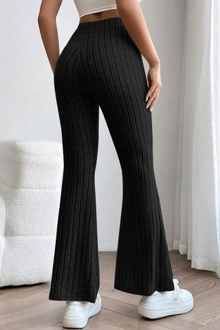 Shop Basic Bae Full Size Ribbed High Waist Flare Pants - High-Quality U.S. Made Women’s Fashion with Free & Fast Shipping