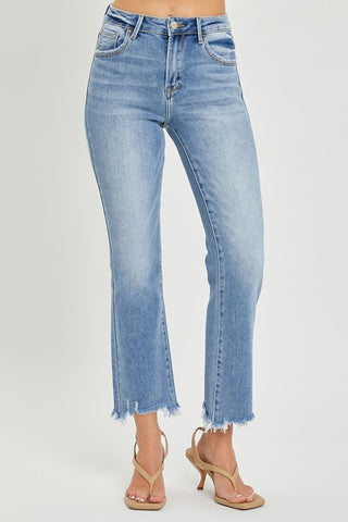 Shop RISEN Full Size Frayed Hem Cropped Straight Jeans - High-Quality U.S. Made Women’s Fashion with Free & Fast Shipping