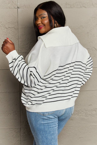 Shop Sew In Love Make Me Smile Striped Oversized Knit Top - High-Quality U.S. Made Women’s Fashion with Free & Fast Shipping