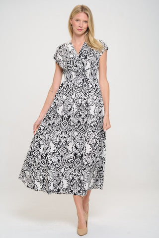 Shop RENEE C Printed Smocked Waist Maxi Dress - High-Quality U.S. Made Women’s Fashion with Free & Fast Shipping