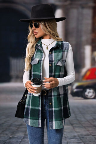 Shop Plaid Button Up Vest Coat - High-Quality U.S. Made Women’s Fashion with Free & Fast Shipping