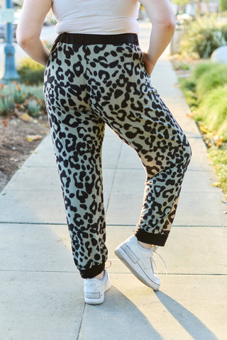 Shop Celeste Design Full Size Leopard Contrast Sweatpants - High-Quality U.S. Made Women’s Fashion with Free & Fast Shipping