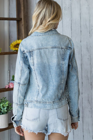 Shop Veveret Distressed Button Up Denim Jacket - High-Quality U.S. Made Women’s Fashion with Free & Fast Shipping