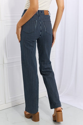 Shop Judy Blue Cassidy Full Size High Waisted Tummy Control Striped Straight Jeans - High-Quality U.S. Made Women’s Fashion with Free & Fast Shipping