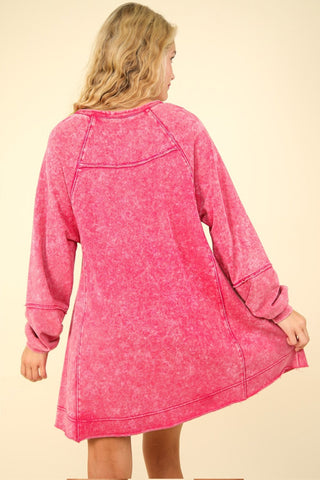 Shop VERY J Mineral Washed Oversized A-Line Mini Dress - High-Quality U.S. Made Women’s Fashion with Free & Fast Shipping