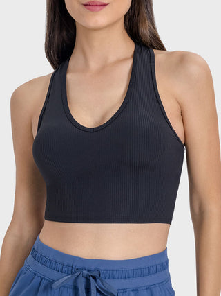 Shop Black Millennia Scoop Neck Wide Strap Active Tank - High-Quality U.S. Made Women’s Fashion with Free & Fast Shipping