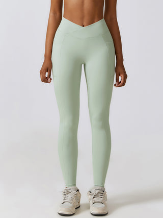 Shop Light Green Wide Waistband Active Leggings - High-Quality U.S. Made Women’s Fashion with Free & Fast Shipping