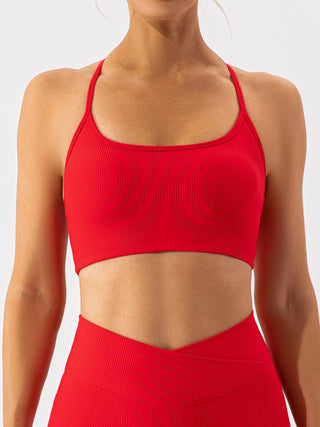 Shop Red Spaghetti Strap Active Bra - High-Quality U.S. Made Women’s Fashion with Free & Fast Shipping